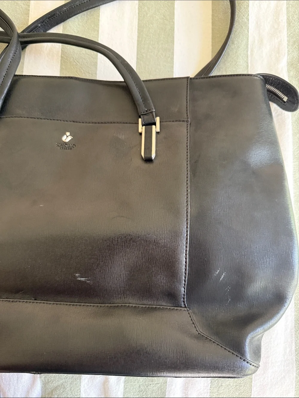 Knomo Sleek Professional Black Leather Tote